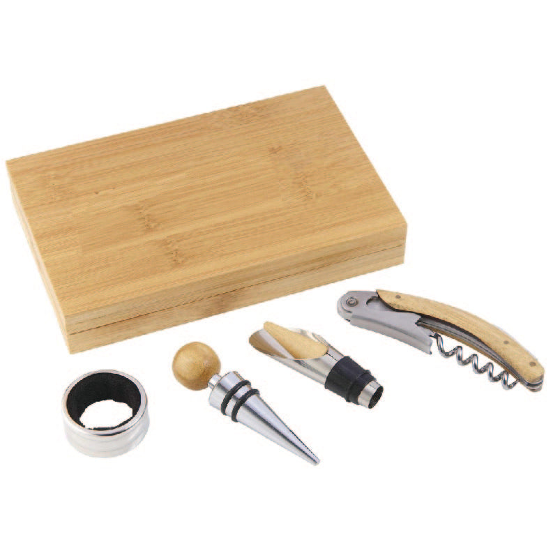 Kit de vino en madera - grabado a láser