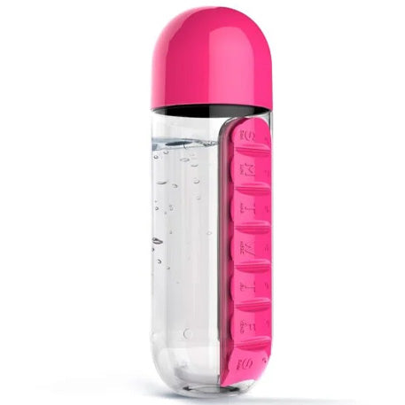Botella de agua plástica pastillera